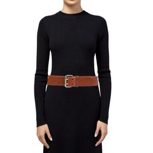 Ralph Lauren Cognac Brown Double Prong Wide Leather Belt Size Medium